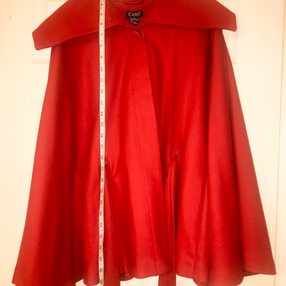 Cami 90s Vintage Wool Blend Red Cape Coat/Jacket Chic Retro Office Size Small - Picture 10 of 10